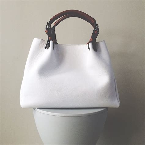 White Leather tote bag 